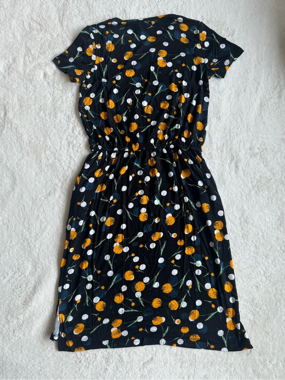 Simier Fariry Black Floral Midi Dress — Size M - NWT
